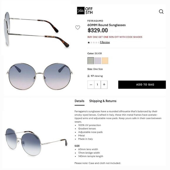 'SALVADOR FERRAGAMO' SMOKY-EYE LENSE ROUND FRAME SUNGLASSES & CASE SET - Picture 13 of 15